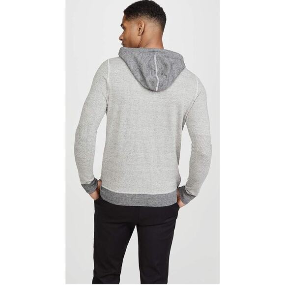 Billy Reid Contrast Stitch Sweater Hoodie Pullover Shirt Grey Large Linen Blend - Picture 3 of 16